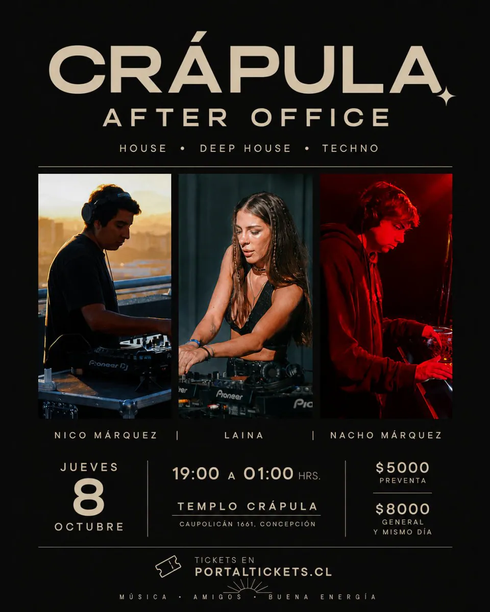 CRÁPULA AFTER OFFICE EN TEMPLO CRÁPULA, CONCEPCIÓN