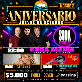 ANIVERSARIO CALIFORNIA CANTINA · NOCHE 2 🎉