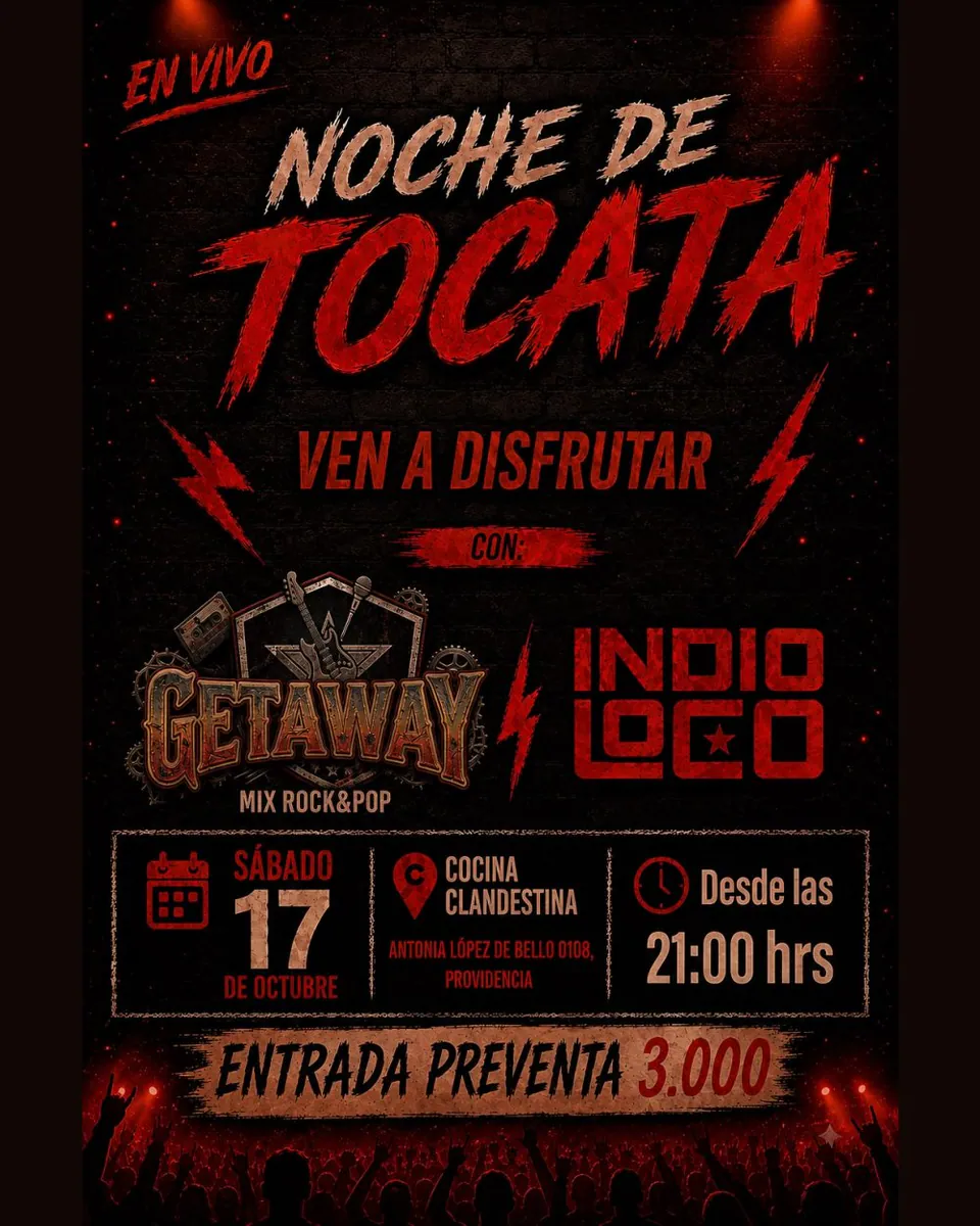 NOCHE DE TOCATA CON GET AWAY + INDIO LOCO EN COCINA CLANDESTINA