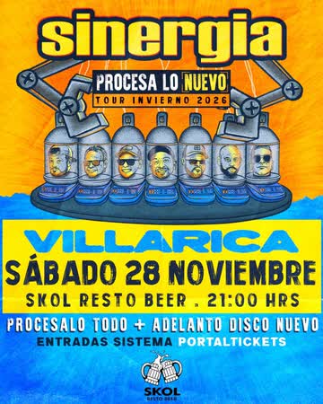 SINERGIA EN VIVO EN SKOL RESTO BEER, VILLARRICA